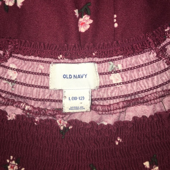 maroon off-the-shoulder floral top - Picture 3 of 6